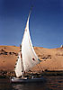Feluka - traditionell segelbåt på Nilen. Aswan, Egypten. November 1993.