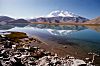 Karakulsjön med Muztagata (7545 m) i bakgrunden, Xinjiangprovinsen, Kina. Augusti 2000.